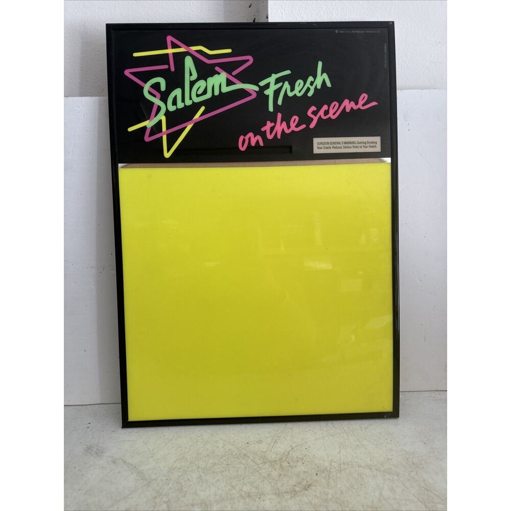 Vintage 1989 Salem Cigarettes Neon Dry-Erase Board Fresh On The Scene